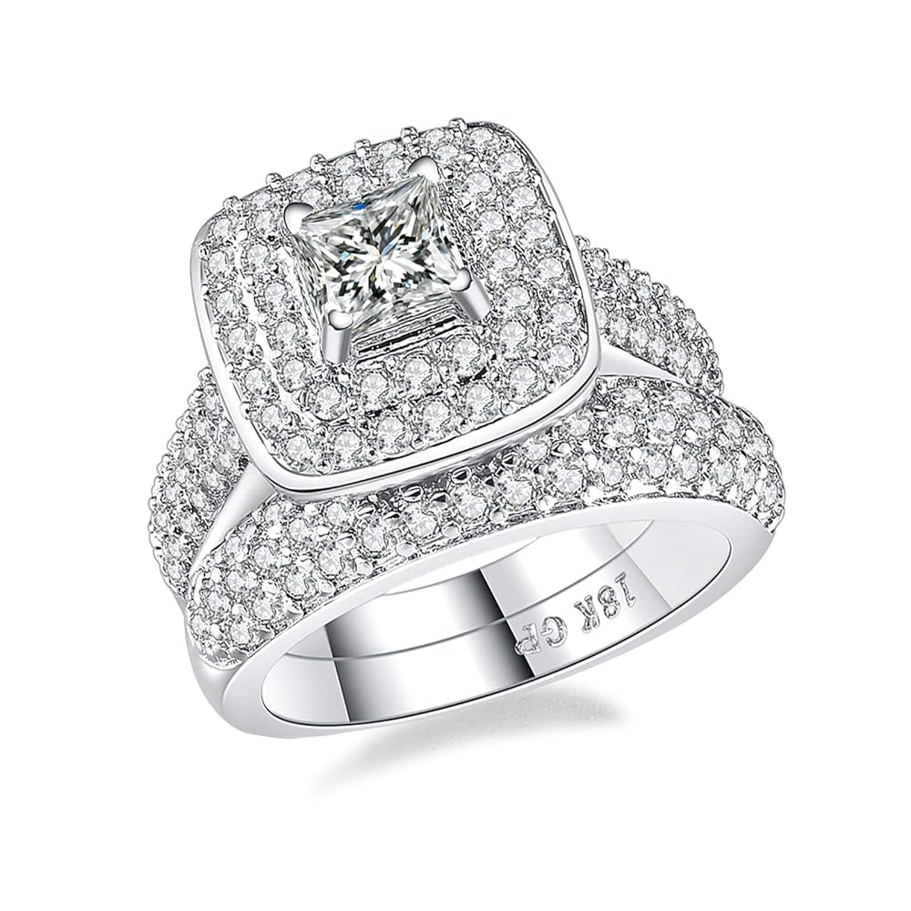 Amazon.com: Ahloe Jewelry Princess Wedding Rings for Women